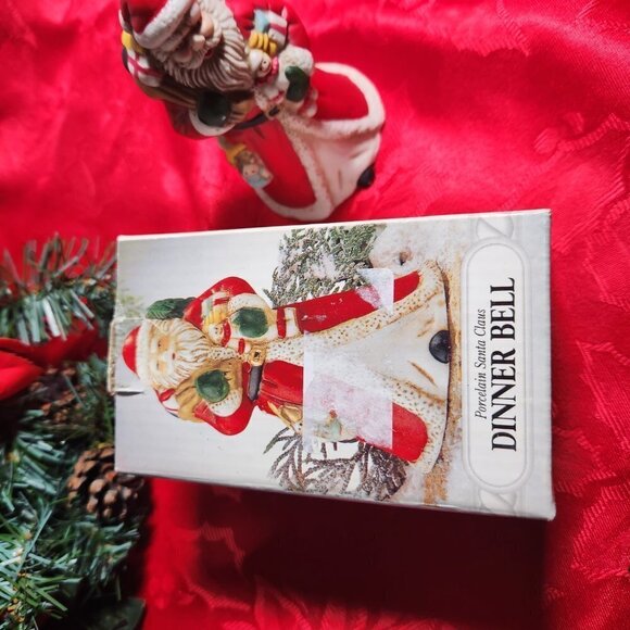 Porcelain Santa Clause Dinner Bell Christmas Holiday 4 1/4" Seasonal Decor - Picture 6 of 8